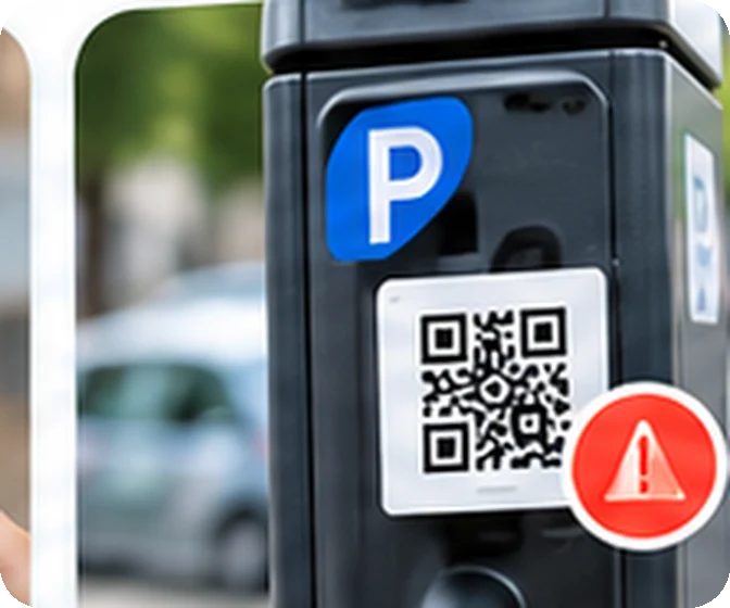 QR-sticker op een parkeerautomaat