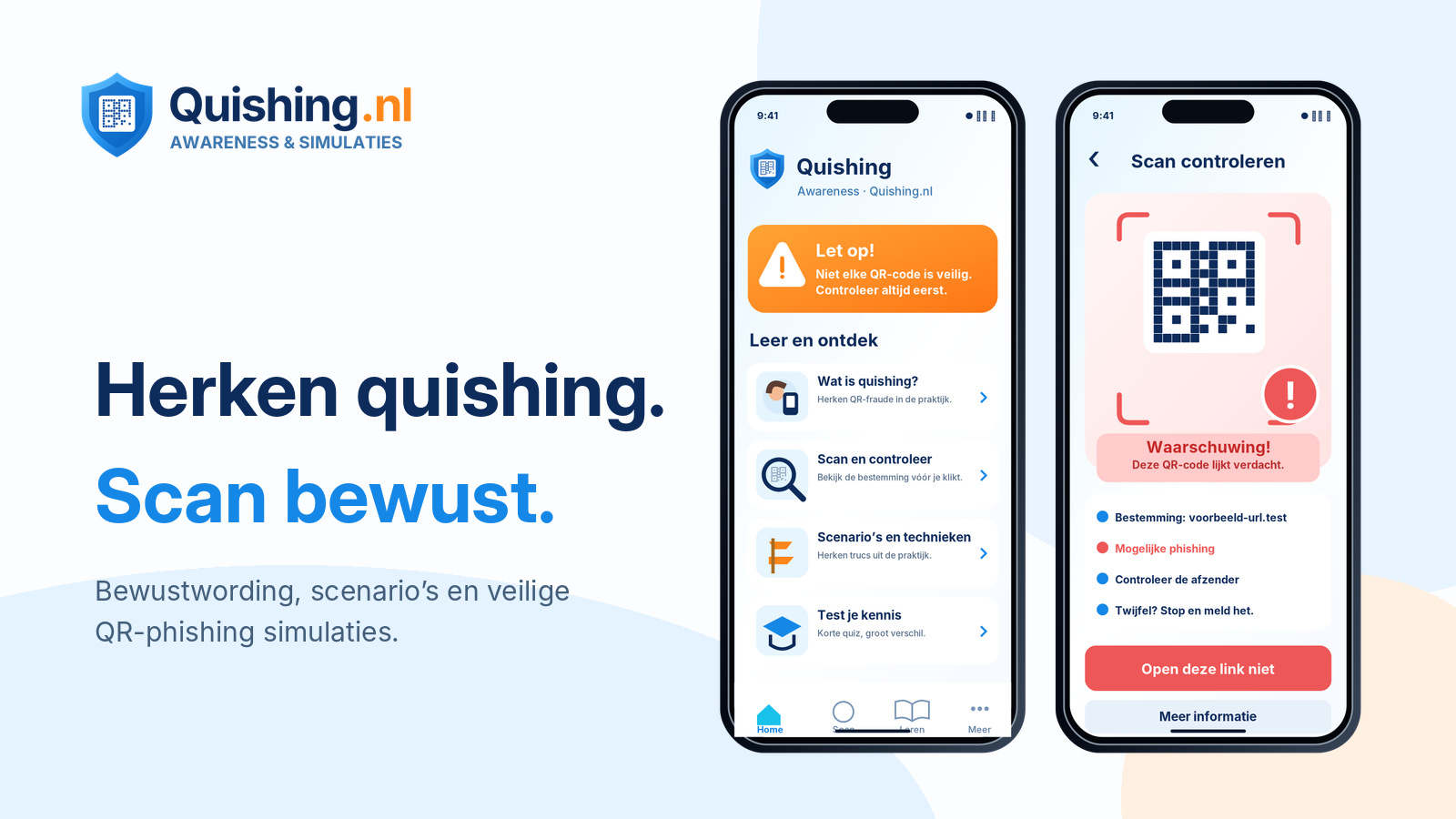 Quishing Awareness en simulaties met twee appschermen